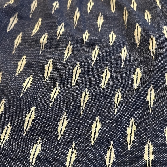 NWT J Crew Linen Sidewalk Mini Skirt-Blue Denim Color with Geometric Design- 14 - Picture 2 of 9